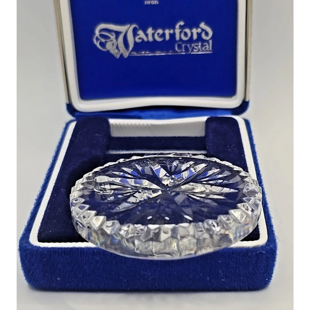 Vintage Waterford Crystal Snow Star Christmas Disc‎ Ornament Box Paper U97